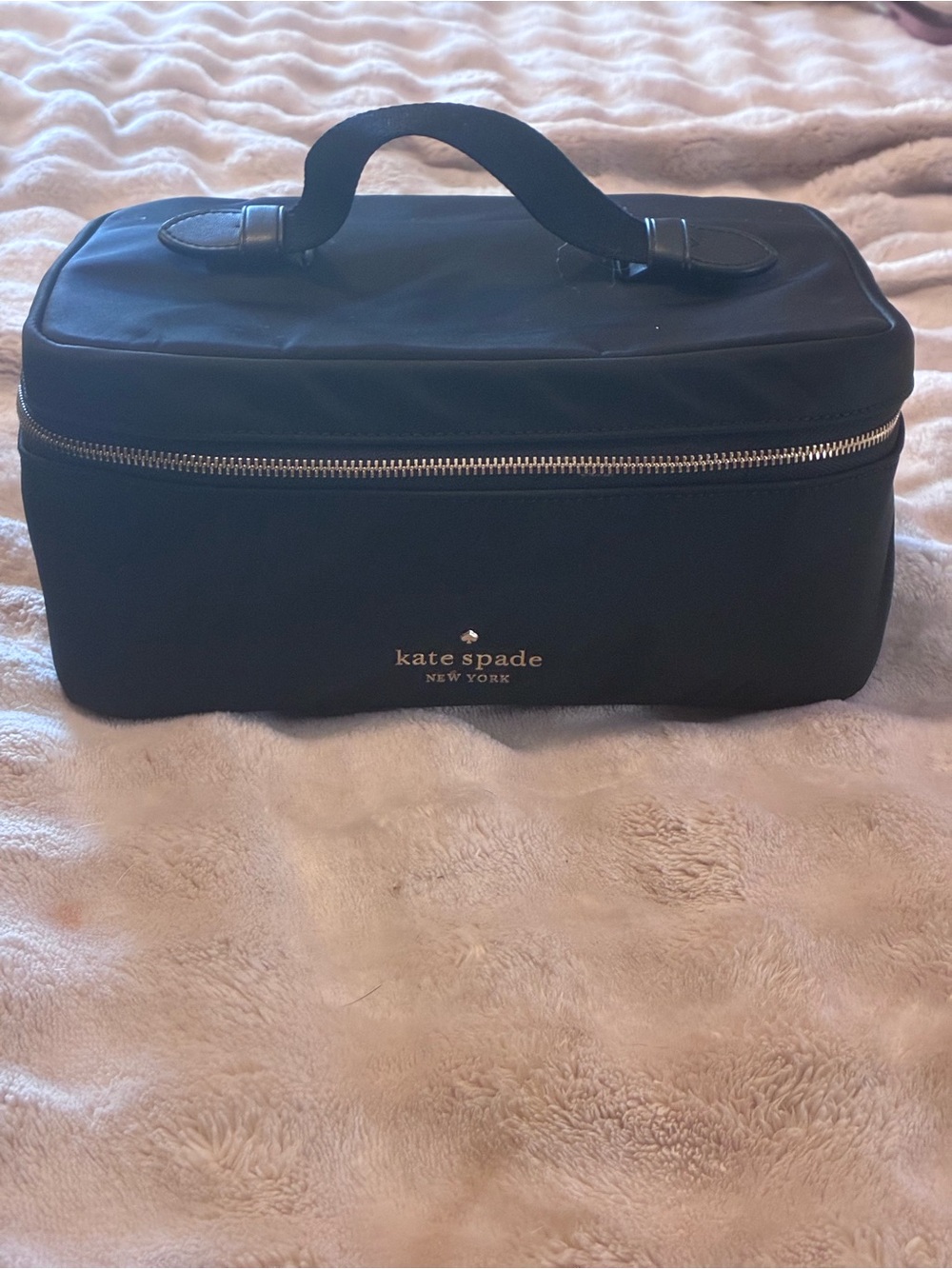 Kate Spade New York Black Travel Cosmetic Train Case Makeup Bag